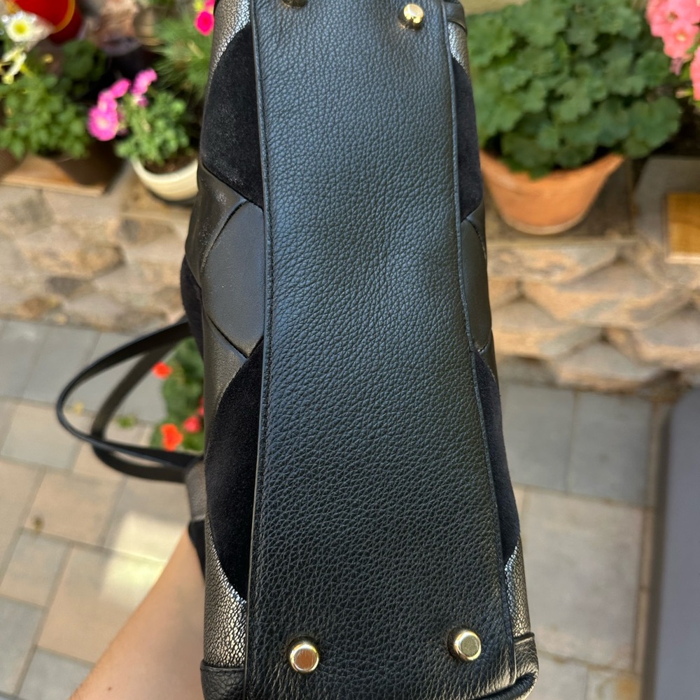 COACH Black Patchwork Textured Leather Shoulder B… - image 4